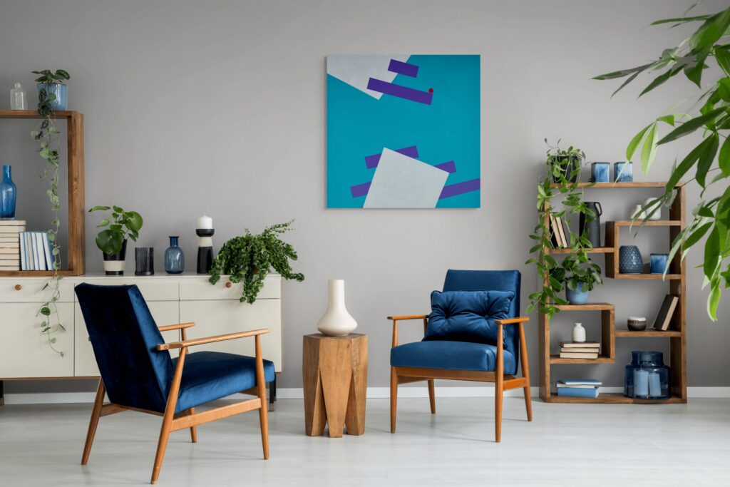 Abstract, textured paintings by Adra - Gravity Pulling in living room 03