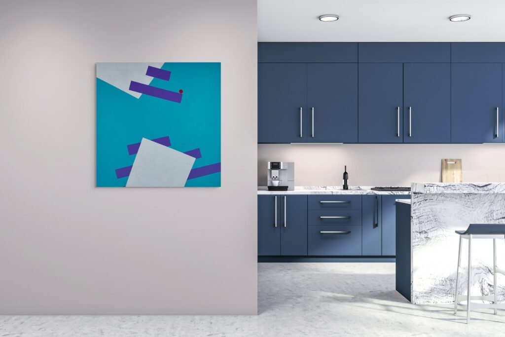 Abstract, textured paintings by Adra - Gravity Pulling in kitchen