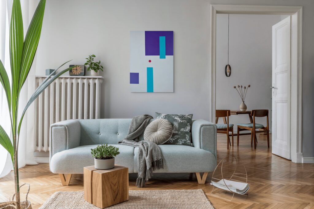 Abstract geometric paintings by Adra - Sentantions Pulses in living room 07