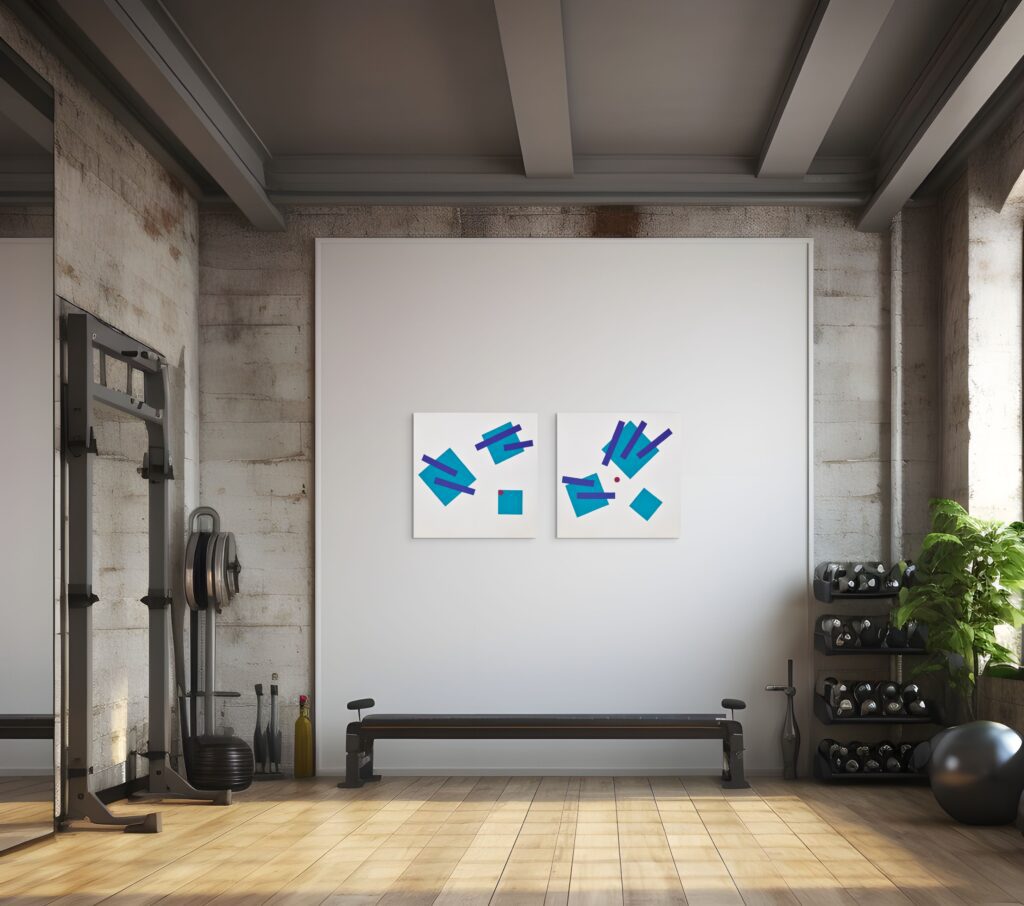 Abstract, textured painting by Adra - Joy of Closeness Diptych at gym