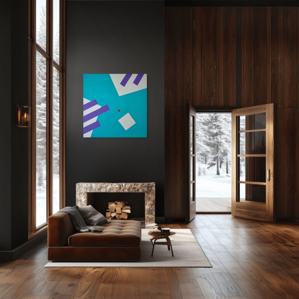 Geometric, abstract art - Gravity Painting by Adra in dark grey living room
