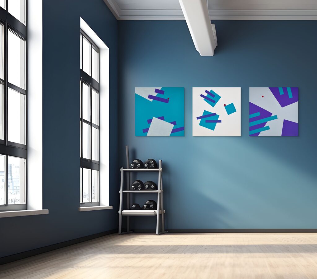 Abstract, textured painting by Adra - Interplay, Joy and Gravity by Adra at gym