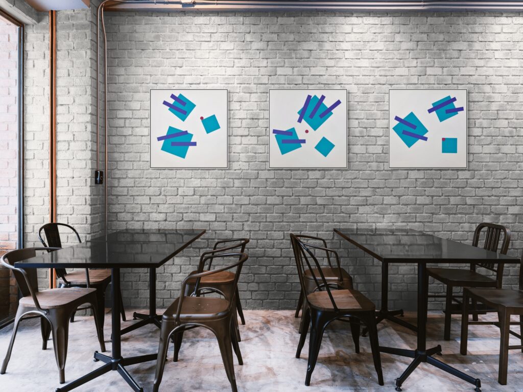 Abstract, textured painting by Adra - Joy of Closeness Triptych in restaurant and dining room