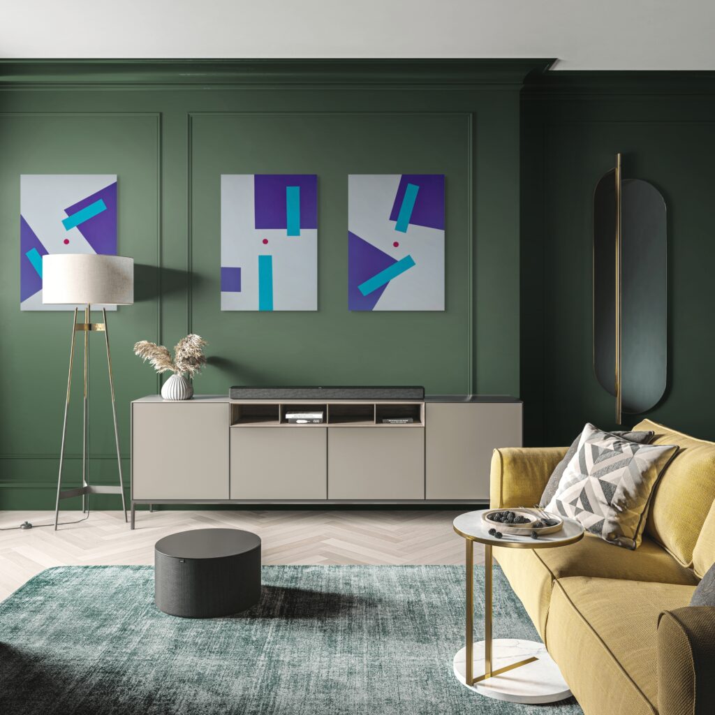 Abstract, textured painting by Adra - Sensations Triptych in modern living room