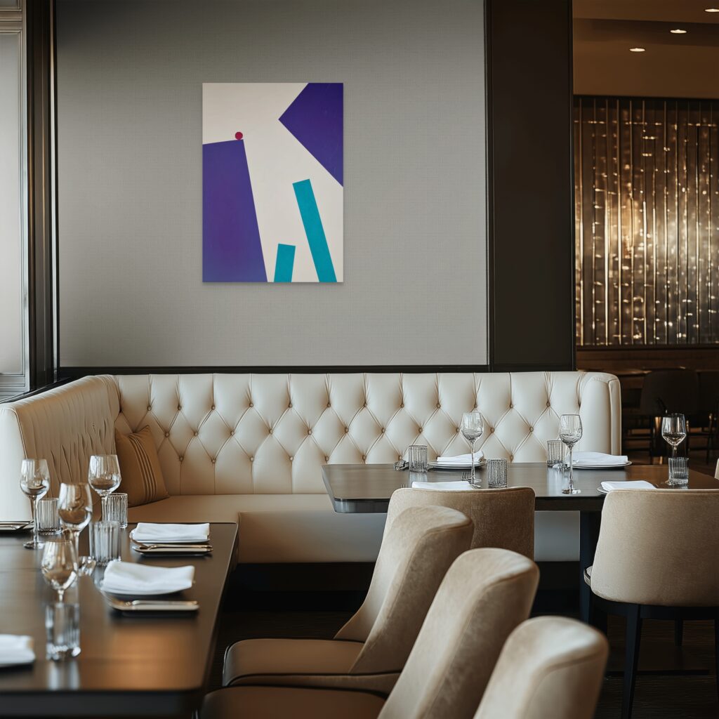 Abstract, textured painting - Playtime Bouncy by Adra in restaurant
