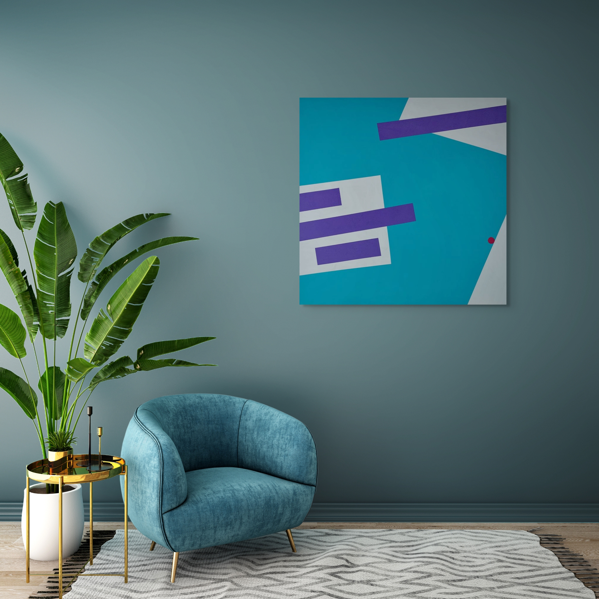 Geometric, abstract art - Gravity Propelling by Adra in living room 03