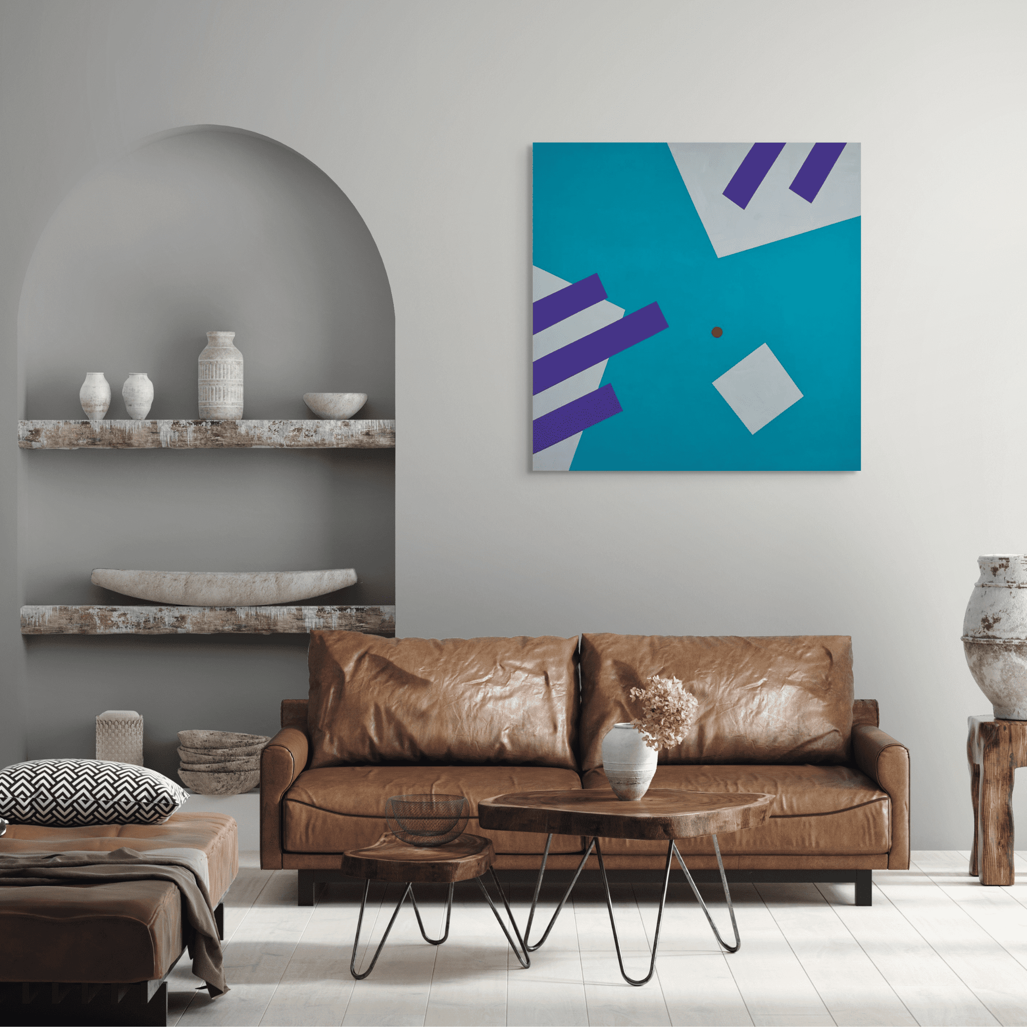 Geometric, abstract art - Gravity Uplifting Painting by Adra in modern livign room