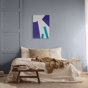 Geometric, textured abstract art by Adra - Playtime Bouncy painting in bedroom