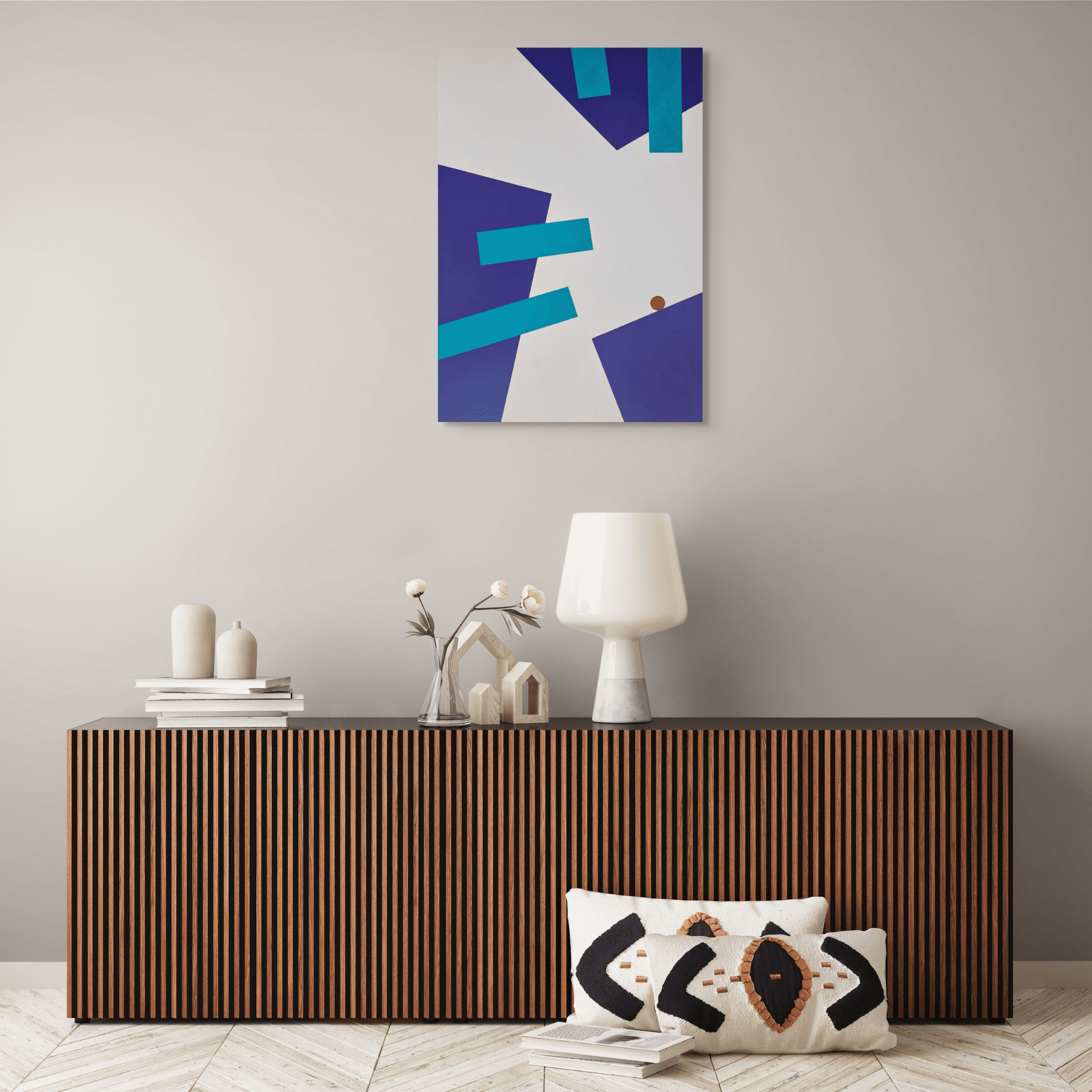 Playtime: Energetic painting by Adra (abstract, geometric, textured art)